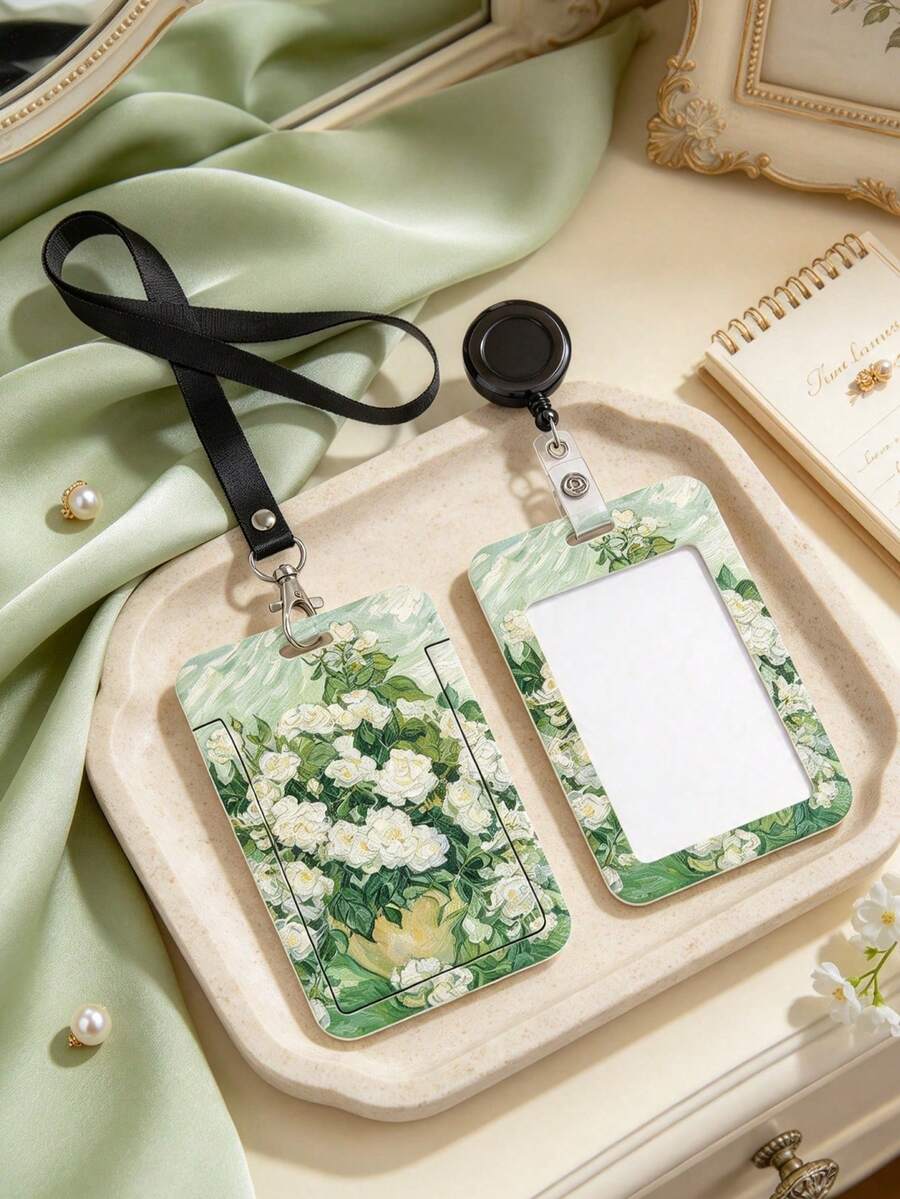 Van Gogh Starry Sky Pattern Card Set, Van Gogh Painting Series Design, Can Be Used As Bag Charm, Keychain, Can Store ID Card, Celebrity Card, Bus Card, Meal Card, Subway Card, Photo, Residence Permit, Access Card, Etc., With Protective Function. For Daily Use, Decoration Or As A Gift For Friends, Family, Lovers' Valentine's Day Gift, Birthday Gift, Christmas Gift - Multicolor - View 1