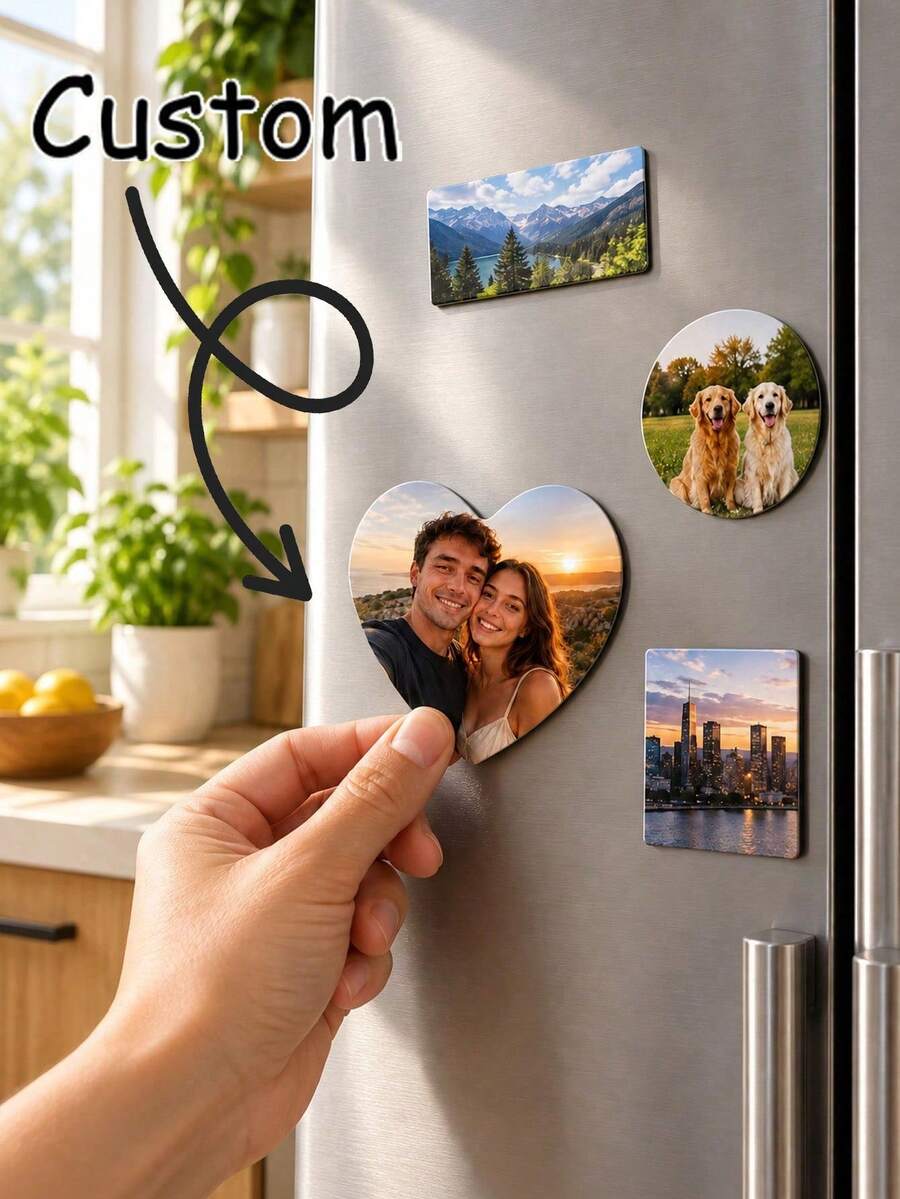 Personalized Photo Fridge Magnet, Customizable Round PVC Photo Frame, Suitable For Family, Couples, Pets, Christmas Decoration, Can Display Your Photos - Multicolor - View 1