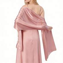 1pc Women's Bohemian Style Classic Solid Color Smooth Satin Scarf, Casual Autumn Shawl Sun Protection Headscarf, Suitable For Daily Use - Nude Skin Tone - View 8