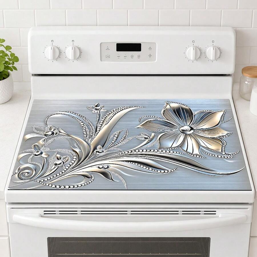 1pc Metal Flower Pattern Diatomite Absorbent Drying Mat, Kitchen Countertop Draining Mat, Coffee Machine Mat, Dish Drying Mat, Dining Table Breakfast Mat, Non-Slip Heat-Resistant Easy To Clean Hidden Water Stains, Suitable For Kitchen, Dining Table, Coffee Shop, Bar, Home Decor, Holiday Gift - Multicolor - View 1