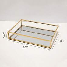 Acrylic Storage Tray With Gold Copper Rim, Jewelry Dish, Perfume Holder, Desktop Organizer For Cosmetics, Water Cup And Plate - Gold - View 6