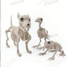 1pc Halloween Skeleton Dog Plastic Animal Skeleton, Movable Joints, Suitable For Cemetery Props Decoration, Haunted House, Halloween Party Decoration, Christmas And More. - Skull Dog - View 3