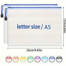 24pcs A5 Random Color Zipper Document Bags With Handles - Durable PVC Organizer For Office, School, - Assorted Vibrant Colors, Perfect For Storage & Travel, Zipper Pouch Bags, School Supplies, Playful - A5 - View 7