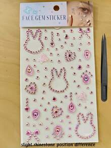 1pc Shiny Colorful Acrylic Gemstone Decor Sticker Set Rabbit Bow Water Drop Heart Rhinestone Stickers 3D Self-Adhesive Decorative Stickers With Tweezers Suitable For Phone Case, Insulated Cup, Earphone Case, Photo Album, Notebook, Gift Box Packaging Creative Diamond Stickers - one-size - View 17
