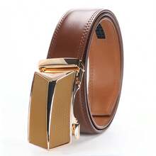 Men's Slide-Adjust Dress Belt With Modern Geometric Rectangular Buckle Accented By Bold V-Split Design - DP64 65 - View 12