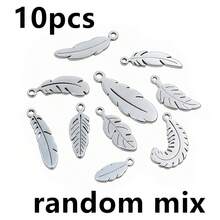 10pcs Stainless Steel Leaf Feather Charms Pendant For Necklace Earring Bracelet DIY Crafts Jewelry Making Accessories Findings - Feather - View 6