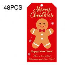 Christmas Cartoon Gift Tags, Merry Christmas Santa Claus Snowman Gingerbread Man Christmas Tree Pattern Paper Labels, Gift Packaging Tags, Holiday Gift Decoration - Multicolor - View 7