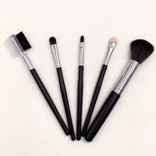 5‑Piece Versatile Makeup Brush Kit Portable Face Eye Cosmetic Tools For Daily Beginner Makeup - Black - View 6