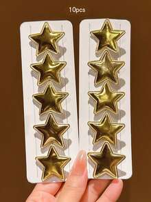 10pcs Gold Star Hair Clips Sweet Style Hair Accessories Suitable For Daily Wear - Multicolor - View 6