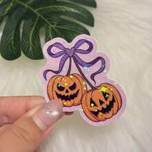 Nhãn dán quả anh đào bí ngô, nhãn dán Halloween rùng rợn, quà tặng anh đào, nhãn dán cà phê bí ngô hương quế, nhãn dán mùa thu, mùa rùng rợn - Một cỡ - Xem 1