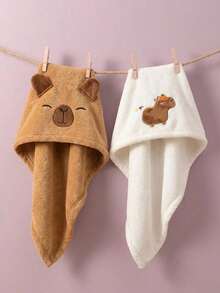 1pc Cute Capybara Plush Hair Drying Cap, Hair Accessory, Bath Towel Wrap, Multi-Functional Home Bath Cap, Bathroom Accessory, Adult Absorbent Thick Comb, Quick Dry Set, Headscarf, Shower Cap, Hair Dryer, Hair Washing Towel, Suitable For Long Hair - Multicolor - View 3