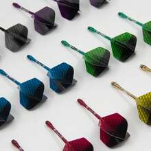6pcs Dart Accessories Set, Dual-Color Integrated Aluminum Dart Shafts With Gradient Mesh Dart Flights, 3 Color Styles Available, 2BA Universal Thread, Suitable For Soft Or Hard Tip Darts, With Engraved Anti-Slip Texture, Lightweight Durable Easy To Install, Dart Modification Spare Parts, Leisure Entertainment Throwing Accessories, Suitable For Dart Players Collection And Replacement - Multicolor - View 9