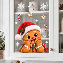 Christmas Gingerbread Man Window Decals, Snowflake Candy Cane Cookie Static Stickers, Suitable For Kitchen Windows And Glass Doors - Christmas Gingerbread Man - View 3