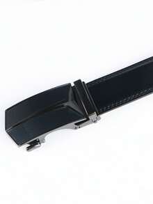 Men's Slide-Adjust Dress Belt With Modern Geometric Rectangular Buckle Accented By Bold V-Split Design - DP64 65 - View 6