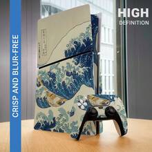 1 Set Printed Pattern Skin Sticker For Slim Game Console, Waterproof Scratch-Resistant Controller Personalized Decorative Protective Film - View 3