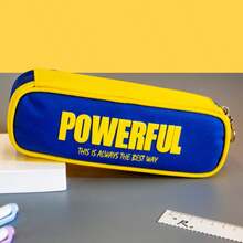Jianxu American Style Colorblock Letter Canvas Pencil Case, Large Capacity Student Stationery Bag, Minimalist Stationery Storage Pouch - L - View 12