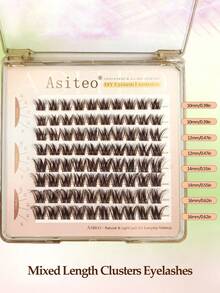 Asiteo 80片裝 D捲度摩卡棕簇裝假睫毛，自然蓬鬆柔軟纖細，3D仿貂毛假睫毛，適用日常、派對、送禮、旅行 - D - 查看 3