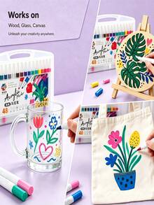 48/36/24/18/12 Colors Acrylic Marker Set With Triangular Barrel, Quick-Drying Smooth Rich Colors, Suitable For Students, Children DIY Painting, Design, Planner, Creative Graffiti On Stone, Glass, Clothing And Other Materials - Triangular Marker - View 5