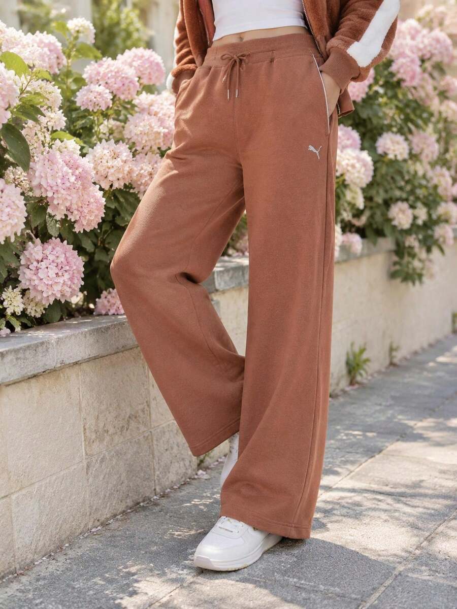 Puma Women's Long Pants RACE-AHEAD-SWEATPANT-W Soft Comfortable Casual Everyday Pants 636176-90 - Brown - View 1