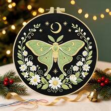 Embroidery Kit 15x15cm/5.9in Or 20x20cm/7.9in DIY Set, With Charming Butterfly Pattern. Suitable For Adult Beginners. Includes Fabric, Instructions, Embroidery Hoop, Needle And Thread. Great Gift For Friends/Family. Home Or Office Art Decor. - Enchanting Butterflies - View 15
