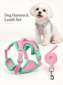 1pc Reflective Adjustable Dog Harness With Breathable Mesh, Thickened Top Handle, Double D-Rings And Quick-Release Buckle, Suitable For Small, Medium And Large Dogs, Pet Vest, Pet Harness And Leash Set, Decorative Pet Clothing - Multicolor - View 1