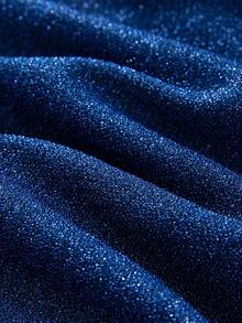 Simplee Women's Plus Size French V-Neck Asymmetrical Ruffle Hem Long Dress, Fashionable Elegant Evening Gown, Suitable For Dinner, Party, Wedding Guest, Christmas - Navy - View 7