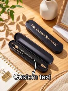 [Customized]2pcs Ballpoint Pen Set (Includes Customized Pen And Customized Pen Box), Suitable As Classmate Gift, Back To School Gift, Teacher Gift, Signature Office Pen, Business Gift, Office Pencil Gift, Father's Gift, Surprise Gift - Sets - View 1