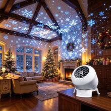 Đèn chiếu hình bông tuyết Giáng Sinh, đèn chiếu sao LED xoay 360°, dùng nguồn USB, đèn trang trí lễ hội trong nhà cho phòng ngủ, tiệc tùng, năm mới - Hoa tuyết - Xem 9