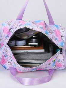 Tas Jinjing Semalam + Tas Duffle Bermotif + Organizer Multi Kompartemen + Tas Olahraga Akhir Pekan untuk Penggunaan Sehari-hari + Tas Bahu Quilted Gradien Pastel - MultiWarna - View 9