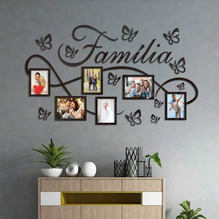 Butterfly Collage Acrylic Mirror Wall Sticker, Butterfly And Frame Combination Collage Home Decor, Suitable For Mirror Wall Decoration, Room Decoration, Home Decoration, Bathroom Decoration, Living Room Decoration - A - View 1