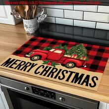 (Hot !!) 1pc 2D Printed Christmas Truck Design, Flat Stove Protector Mat, Rubber Non-Slip Heat-Resistant Stove Cover Pad, Suitable For Induction Cooktop, Glass Stove, Multi-Function Scratch-Resistant Mat, Best Choice For Oven, Washing Machine, Dryer, Kitchen Decor - Multicolor - View 5