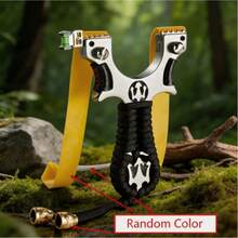Professional Metal Slingshot With Level Sight & Fiber Aiming, Flat Rubber Band Non-Slip Braided Handle, Portable Outdoor Target Practice Recreational Shooting Slingshot, Random Color - A - View 1