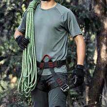 Climbing Harness Black Polyester Stainless Steel Adjustable Safety Belt For Rock Climbing Tree Work Rescue - Black - View 3