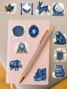 50Pcs Limited Star Map Journal Stickers, Astronomical Fantasy Theme Design, Hand-Drawn Motifs Of Star Map Badges, Constellation Lines, Moon, Galaxy, Meteor, For Bike, Books, Journal, Tumbler, Desktop Organizer, Skateboard, Document Box Decor - Multicolor - View 6