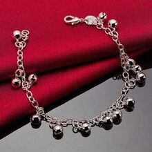 925 Sterling Silver Plated Small Bell Charm Bracelet – A Stylish, Versatile, And Exquisite Gift For Parties, Birthdays, Or Valentine'S Day. - Silver - View 3