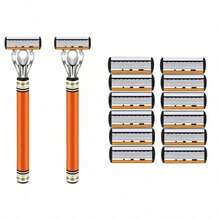 Men's Manual Shaving Set - Ultra Sharp 6-Blade, Replaceable Razor Head, Ergonomic Handle Design, Precise And Smooth Shaving Essential, Reusable Replacement Blades, Free Blade Storage Box, Perfect Gift For Father's Day And Birthday (Gift Box Not Included) - Multicolor - View 14