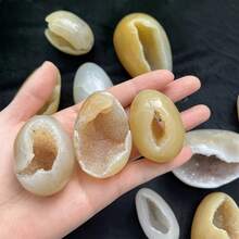 Agate Crystal Cave Egg High-Quality Ornament/Crystal Raw Stone Polished Home Desktop Decoration/Treasure Pot Crystal Random - Multicolor - View 15