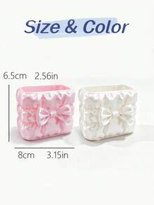 3D Printed Satin Bow Succulent Planter, Faux Wrinkled Fabric Texture, Cream And Pink Dual Color Options, Breathable Desktop Small Flower Pot, For Planting Cactus And Succulents, Girly Style Desk And Windowsill Decor - Multicolor - View 12