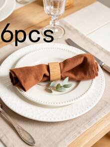 1/6pcs Daily Modern Skin-Friendly Minimalist Linen Napkins Suitable For Wedding Party, Birthday Party, Bachelor Party - Multicolor - View 15