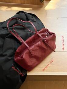 2026 Autumn New Minimalist Large Capacity Tote Bag Women's Shoulder Bag Commuter Bag Versatile Pillow Bag Handbag - Red - View 6