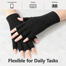 New Autumn/Winter German Velvet Fingerless Gloves, Half-Finger, No-Finger - Black - View 9