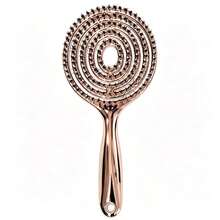 Electroplated Spiral Hollow Breathable Massage Comb, Hollow Quick-Dry Detangling Scalp Care Styling Comb - Gold - View 10
