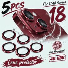 5片裝酒紅色相機鏡頭保護膜，相容於 Phone 13 14 15 16 17 Promax Pro 16 Plus 16E 17 Air 17E 18Pro 18Pro Max，PHONE DUO 相機鏡頭保護膜亮面，相容於手機保護殼，保護膜，9H 鋼化玻璃相機蓋 - 5件 - 查看 8