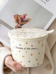 1 Set, Ceramic Ramen Bowl, Cookie Jar With Lid, Star & Moon Pattern Design - Ideal For Storing Snacks, Candies, Soup, Desserts, Great Gift For Valentine's Day, Anniversary - Multicolor - View 10