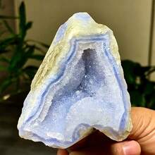 1pc Druzy Blue Lace Agate Cluster/Genuine Mineral Raw Specimen With Geometric Patterns/Unique Mineral Structure - Blue - View 3