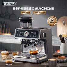 HiBREW H7A Semi-Automatic Espresso Machine With Integrated Grinder, 58mm Metal Portafilter, Touch Control Panel, NTC+PID Dual Temperature Control, Powerful Steam, 48mm Conical Burr Grinder, 30-Level Adjustable Grind - EU F Type Plug(220-240V) - View 2