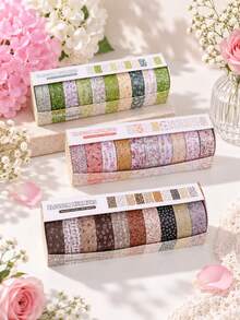 10 Rolls/Box Of Brightly Colored Floral Washi Tape,6 Colors With Small Flower Patterns.For Stationery, DIY Crafts, Scrapbooking, Gift Box Decoration. - Multicolor - View 3