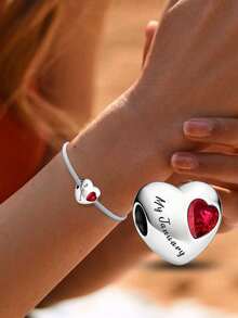1pc Fashion Heart Moon Charm Beads Suitable For Women's Bracelet DIY Jewelry Making And Daily Matching Decoration Girls Decor - Love Month - View 2