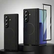 VIETAO 磁吸無線充電可折疊手機殼，附鋼化 Galaxy 螢幕保護貼，全包覆手機殼，相容 Galaxy Z Fold 8 Ultra 7 6 5 4，相容 iPhone Duo - 黑色 - 查看 11