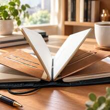 Standard / Passport Size Vintage Strap Pocket Journal, Compact Travel Notebook, Full Set With PU Leather Sleeve, Blank Refill, Kraft Storage Pouch & PVC Board, On-The-Go Notepad For Trip Planning - Rectangle - View 9